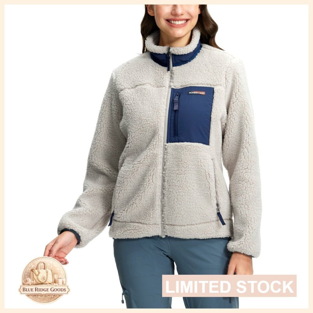 Cozy Sherpa Fleece Jacket Full Zip Stand Collar Casual Outdoor Active Wear